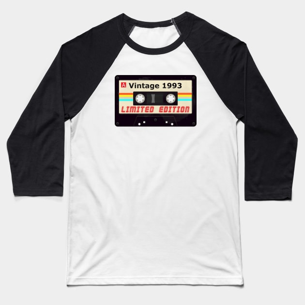 Vintage 1993 Limited Edition Tee Retro Cassette Tape Baseball T-Shirt by jonathanptk